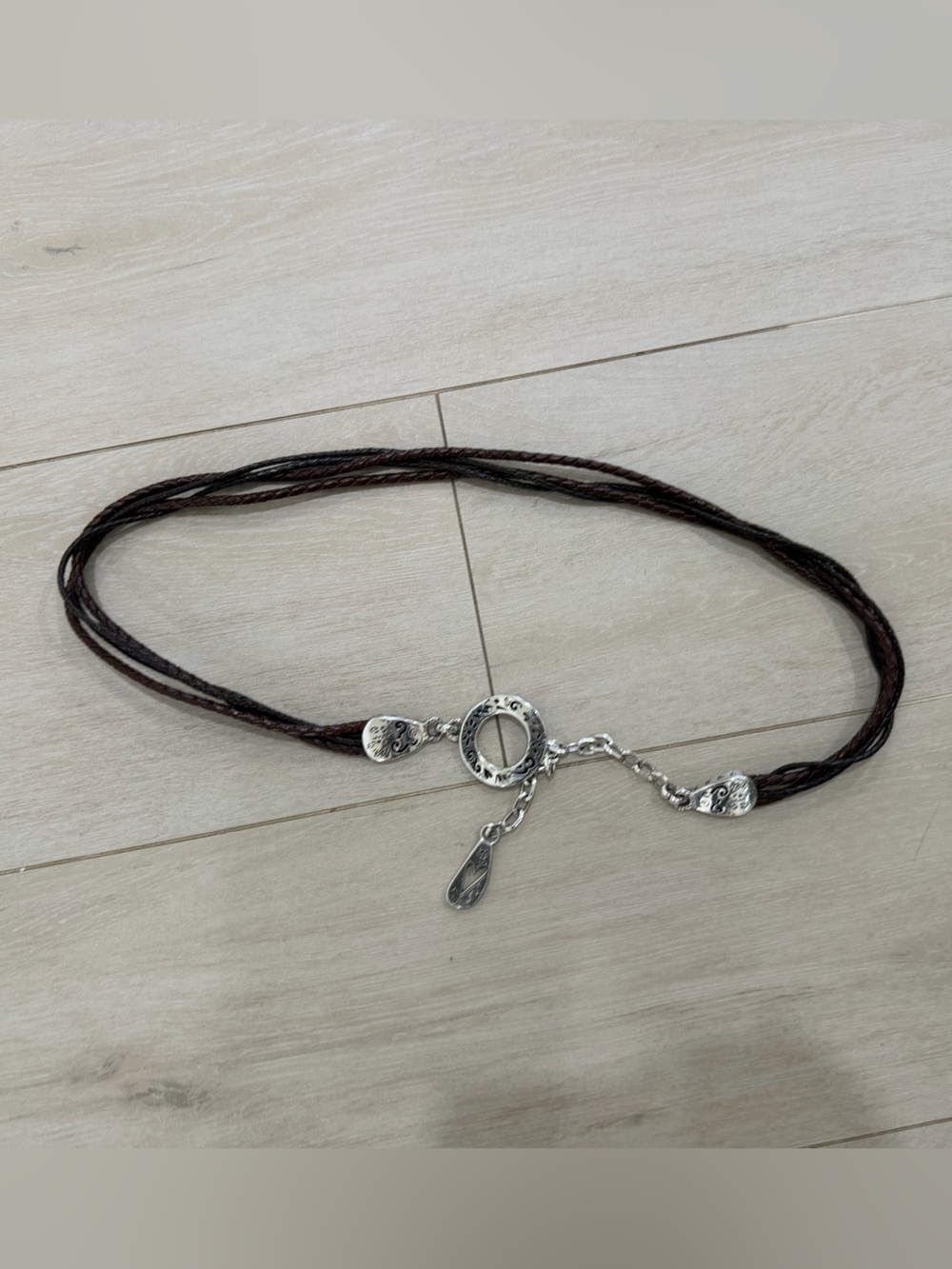 vintage Brighton multi-strand braided brown leather cord belt
